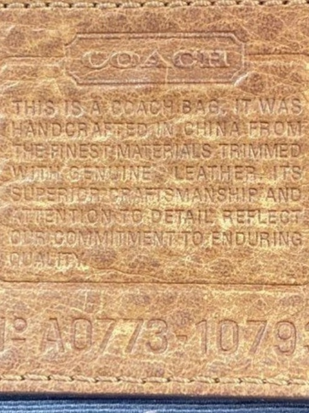 Coach Carly Blue Denim Signature Canvas Shoulder Bag with Brown Leather - Picture 6 of 7